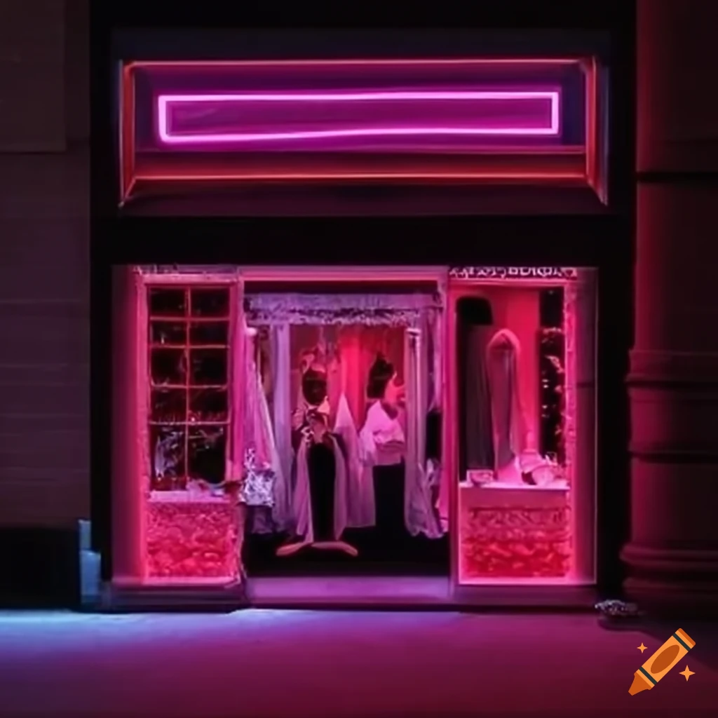 Bride shop neon sign storefront view on Craiyon