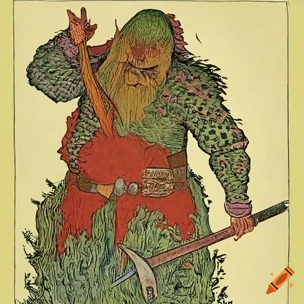 Illustration of a monster warrior with one eye, wielding a sword in the ...