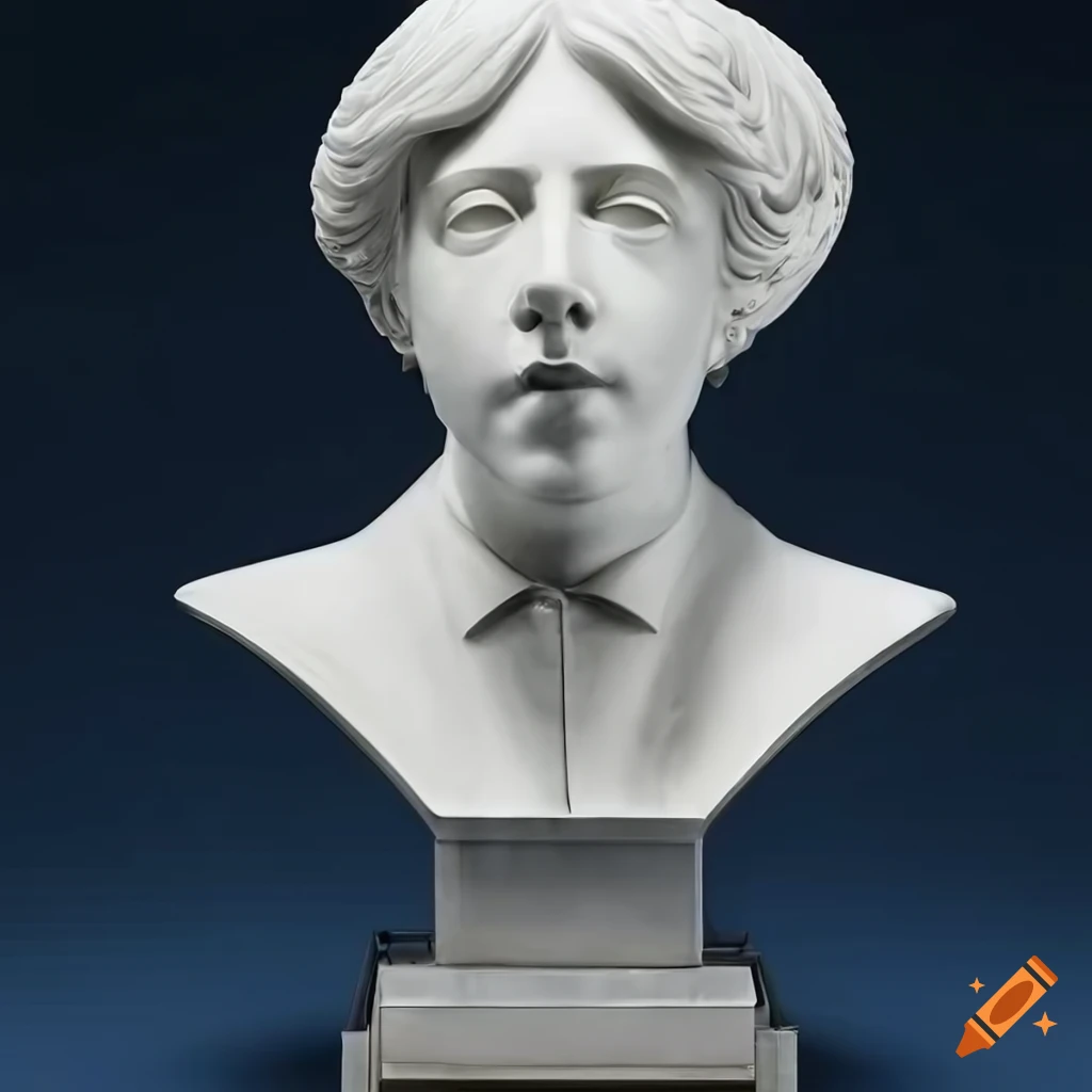White marble bust of Oscar Wilde in art deco style