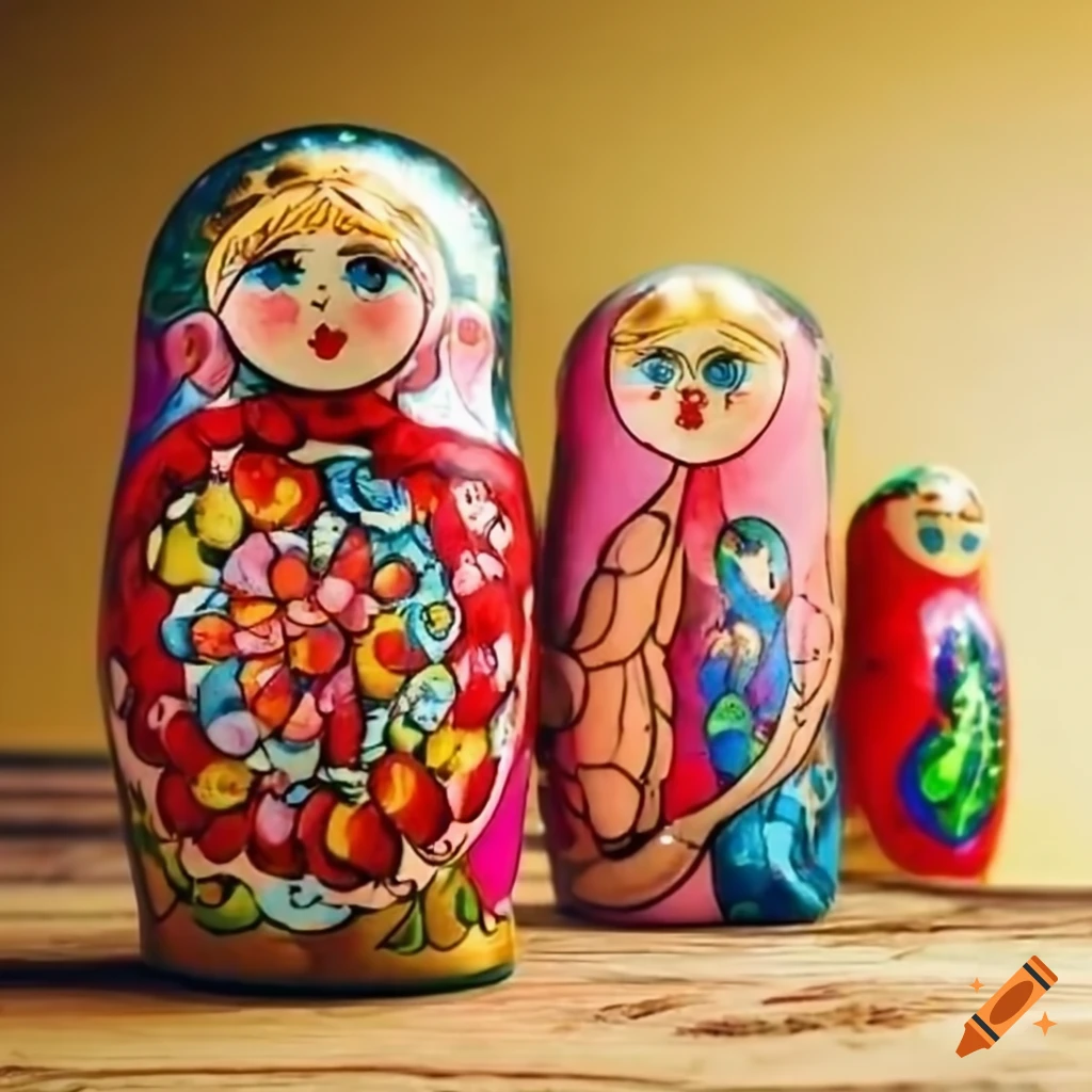 Row of matryoshka dolls on Craiyon