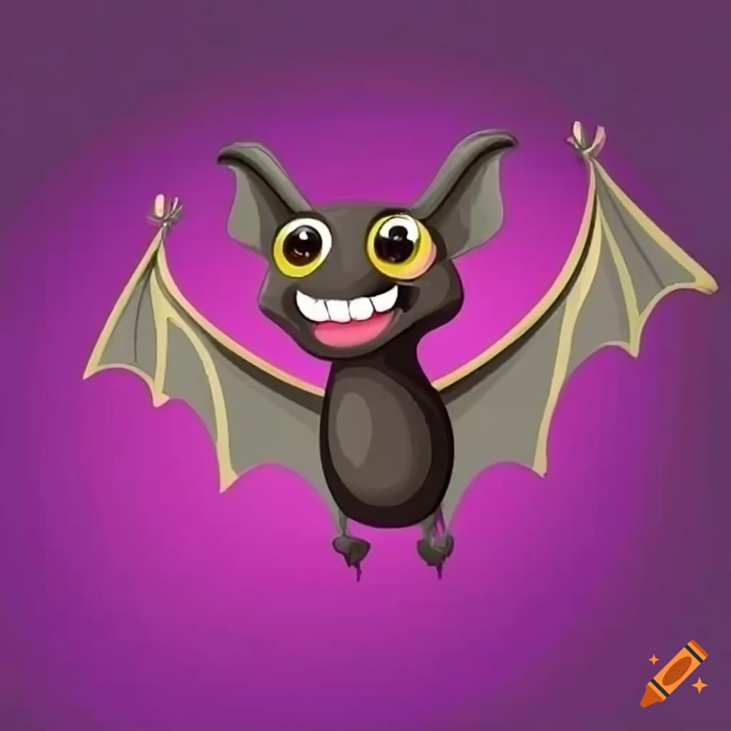 Cute cartoon bat giggling mischievously