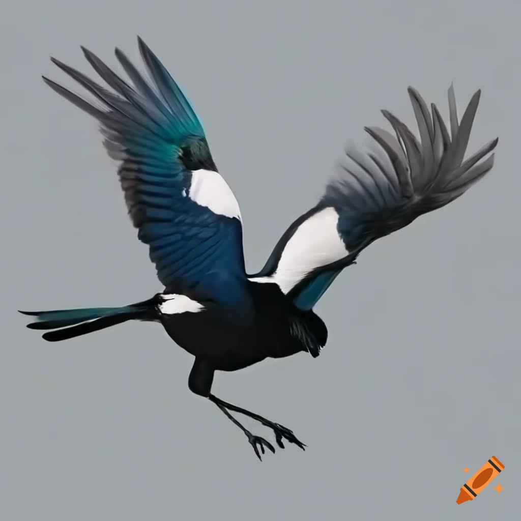 Silhouette of a magpie flying with a cube in its claws on Craiyon