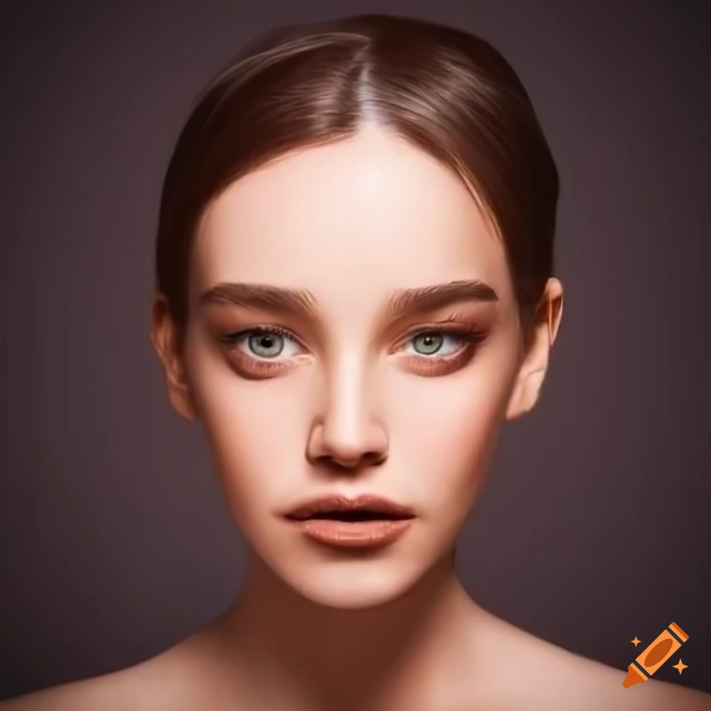 Woman with brown hair tied in a bun and hazel eyes on Craiyon