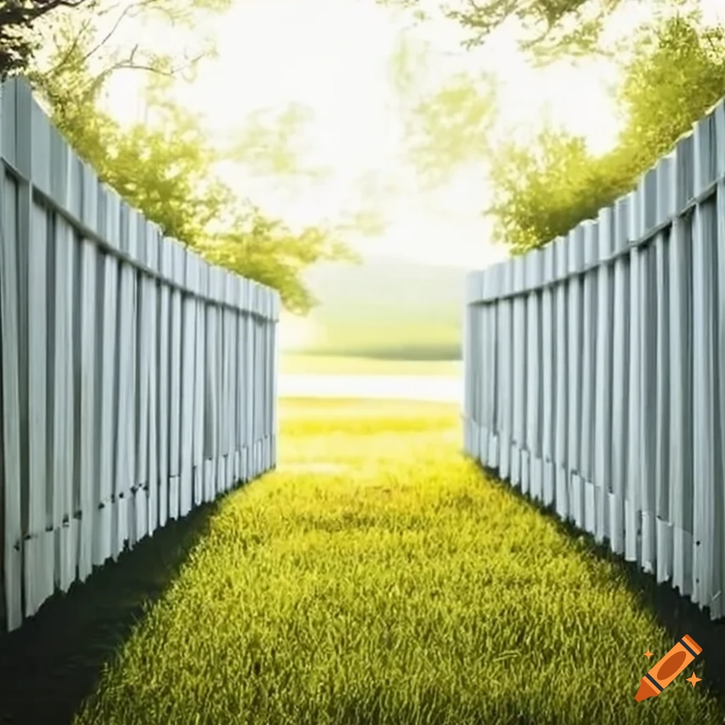 New white wood privacy fence around a well-groomed field