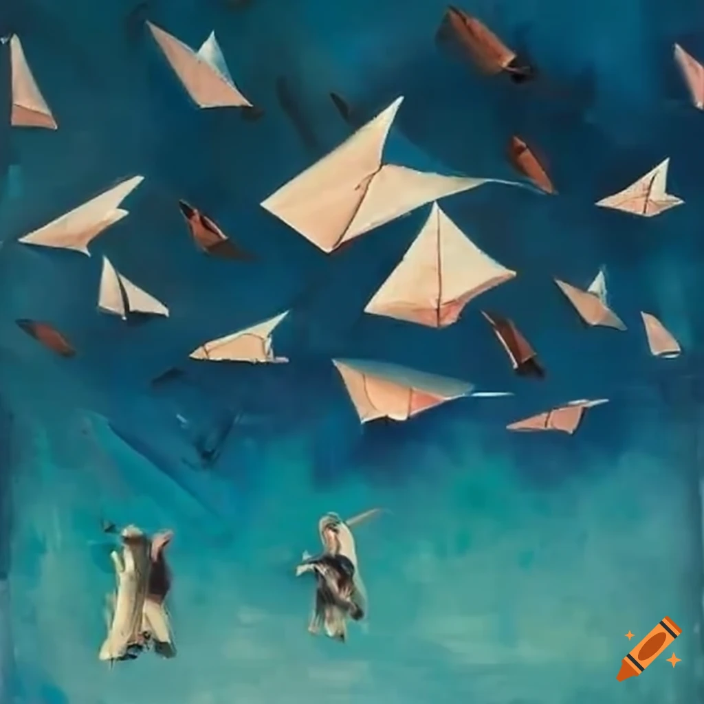 Paper planes flying around a person's head
