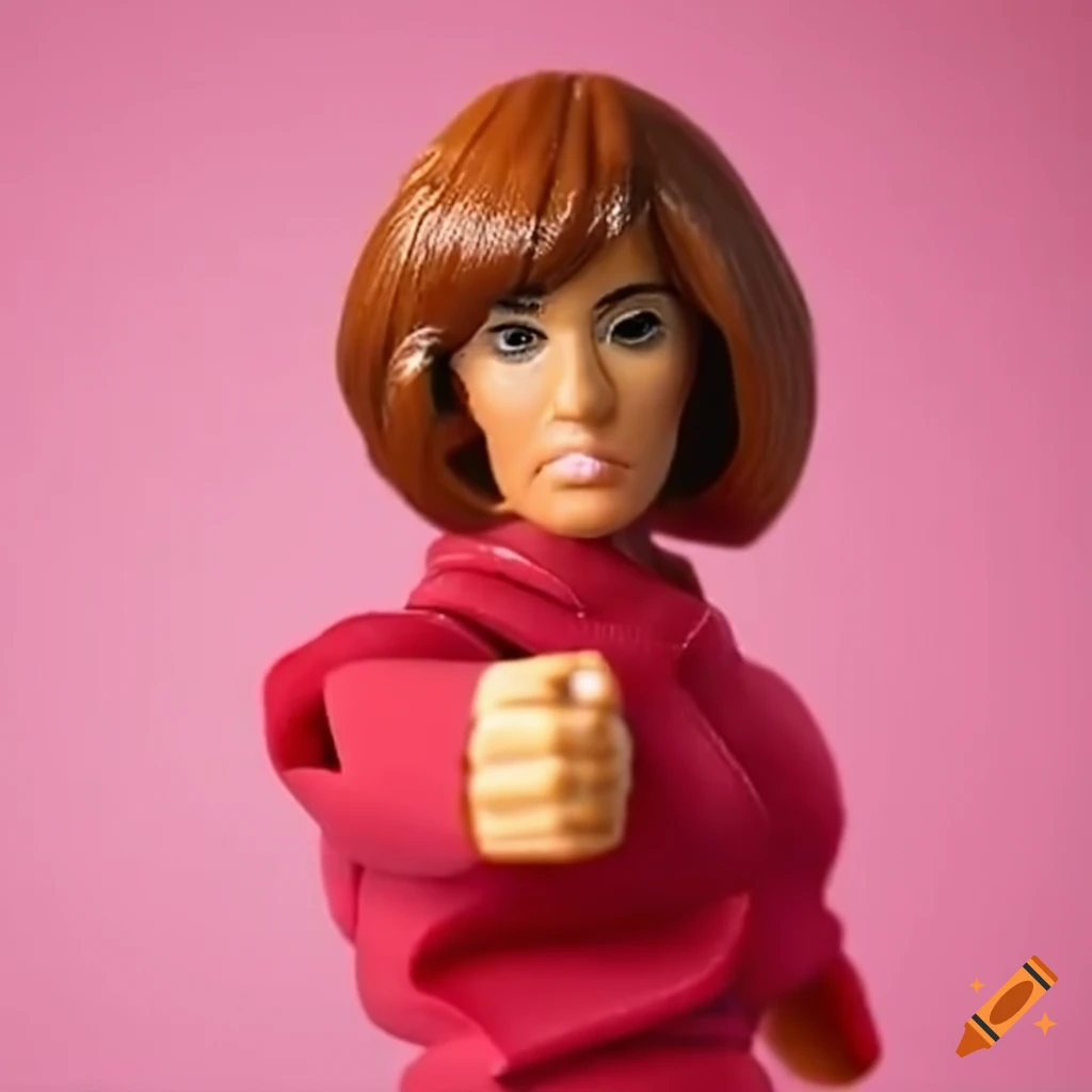 Mego figure motivational speaker woman point gesture