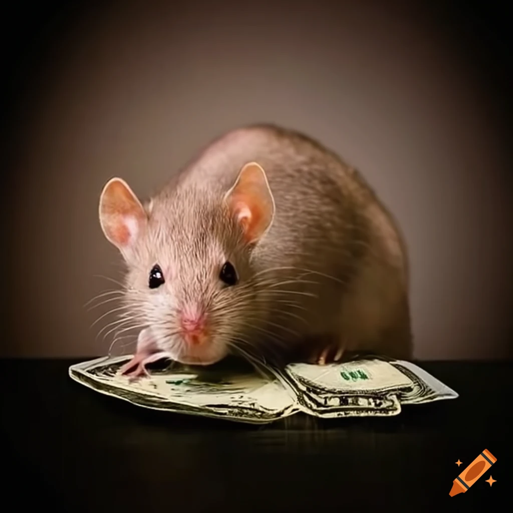 Rat nibbling on a dollar bill