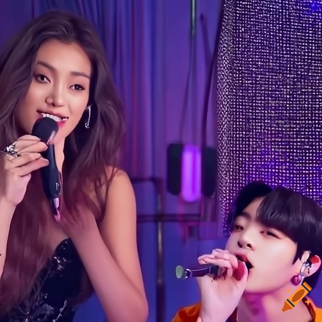 Cindy Kimberly singing at karaoke with Jungkook from BTS