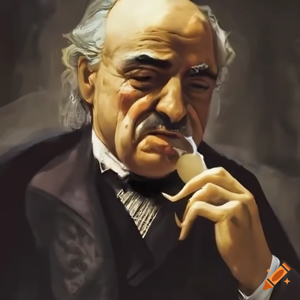 Don Vito Corleone enjoying ravioli
