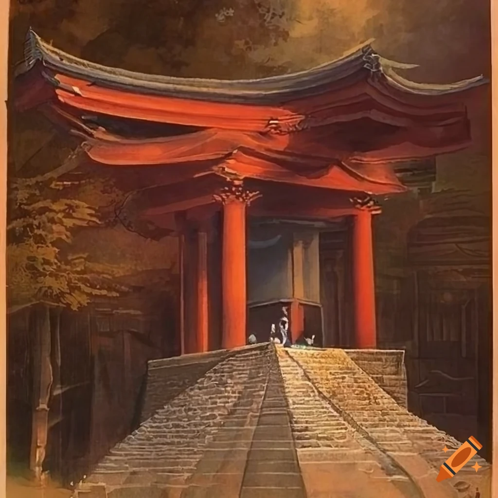 Intricate vintage pyramid poster by James Gurney