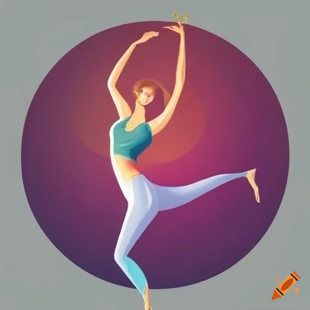 Yoga logo featuring a girl practicing king dancer pose within a circle on  Craiyon