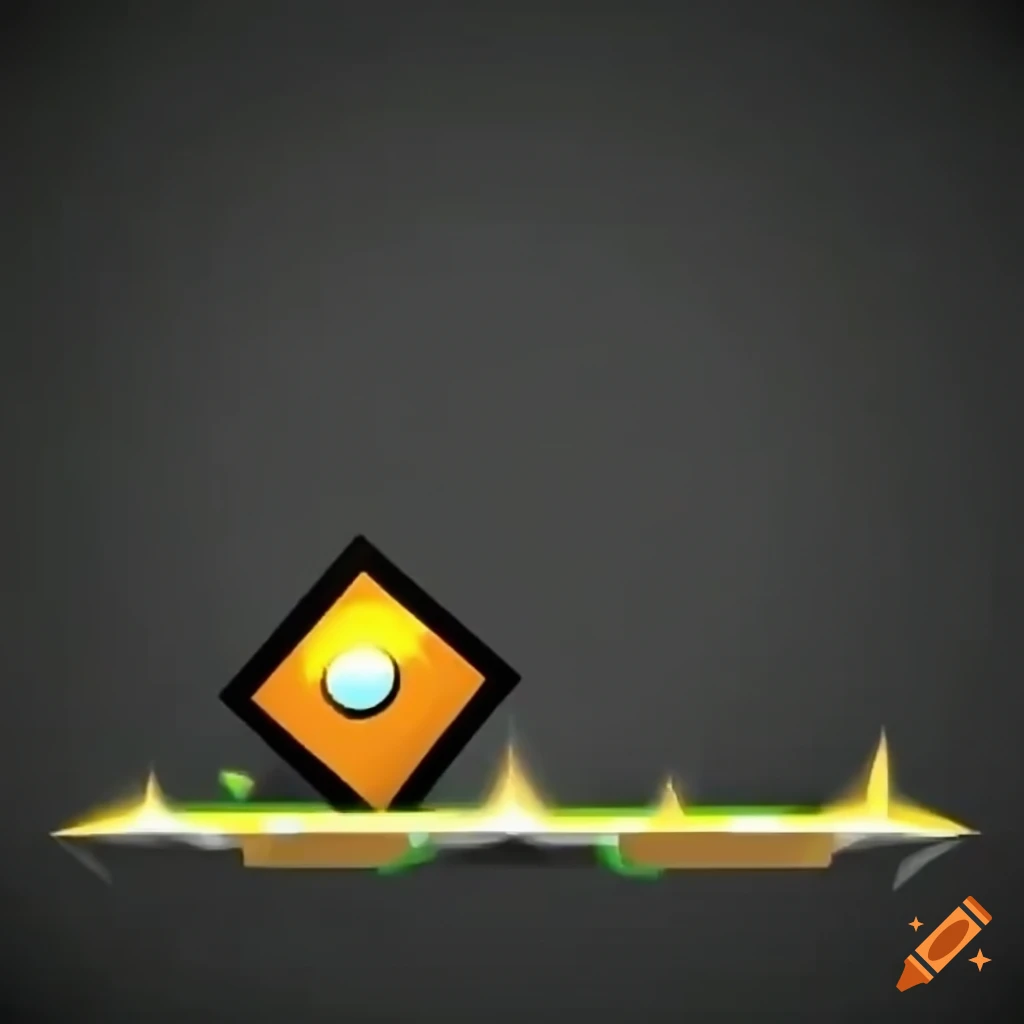 Geometry dash cube jumping over spike obstacle on Craiyon