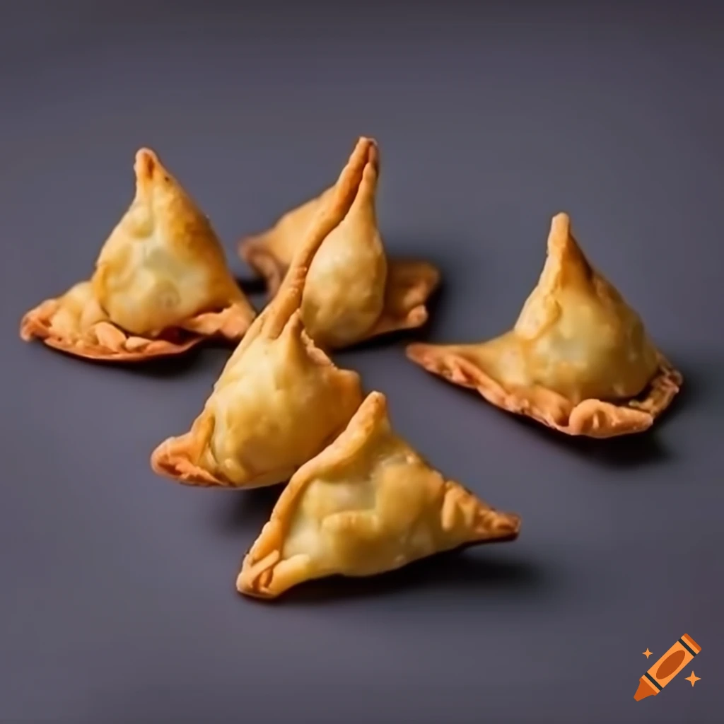 Golden brown deep fried mini Indian samosas on a black background