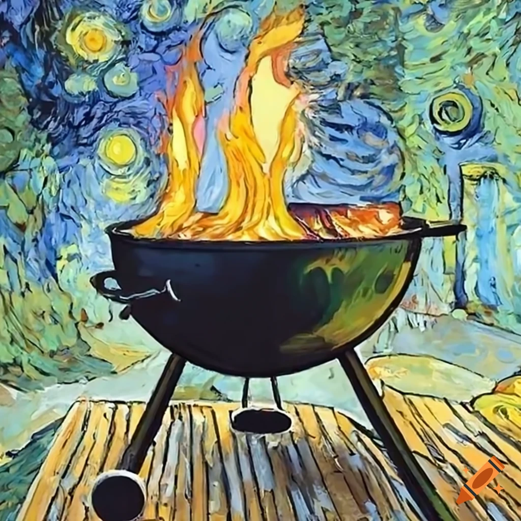 Van Gogh style BBQ on a Weber grill