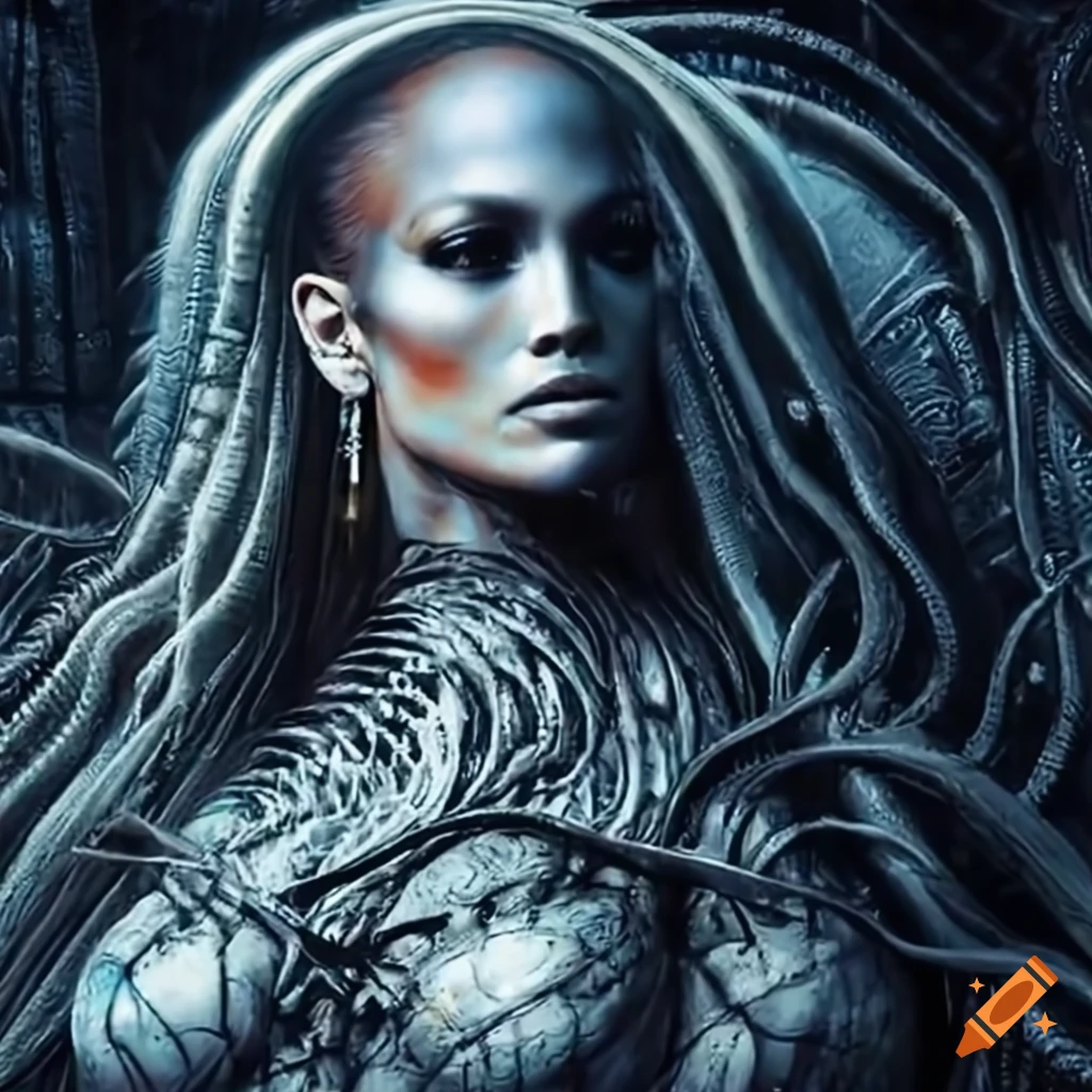 H.r. giger's weather channel featuring jennifer lopez on Craiyon
