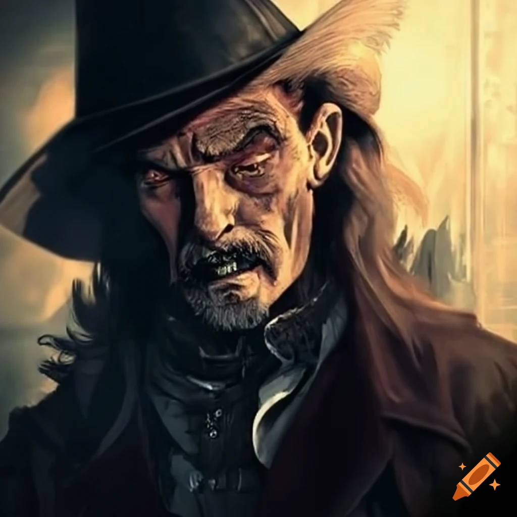 Van Helsing as a cowboy in a greenhouse