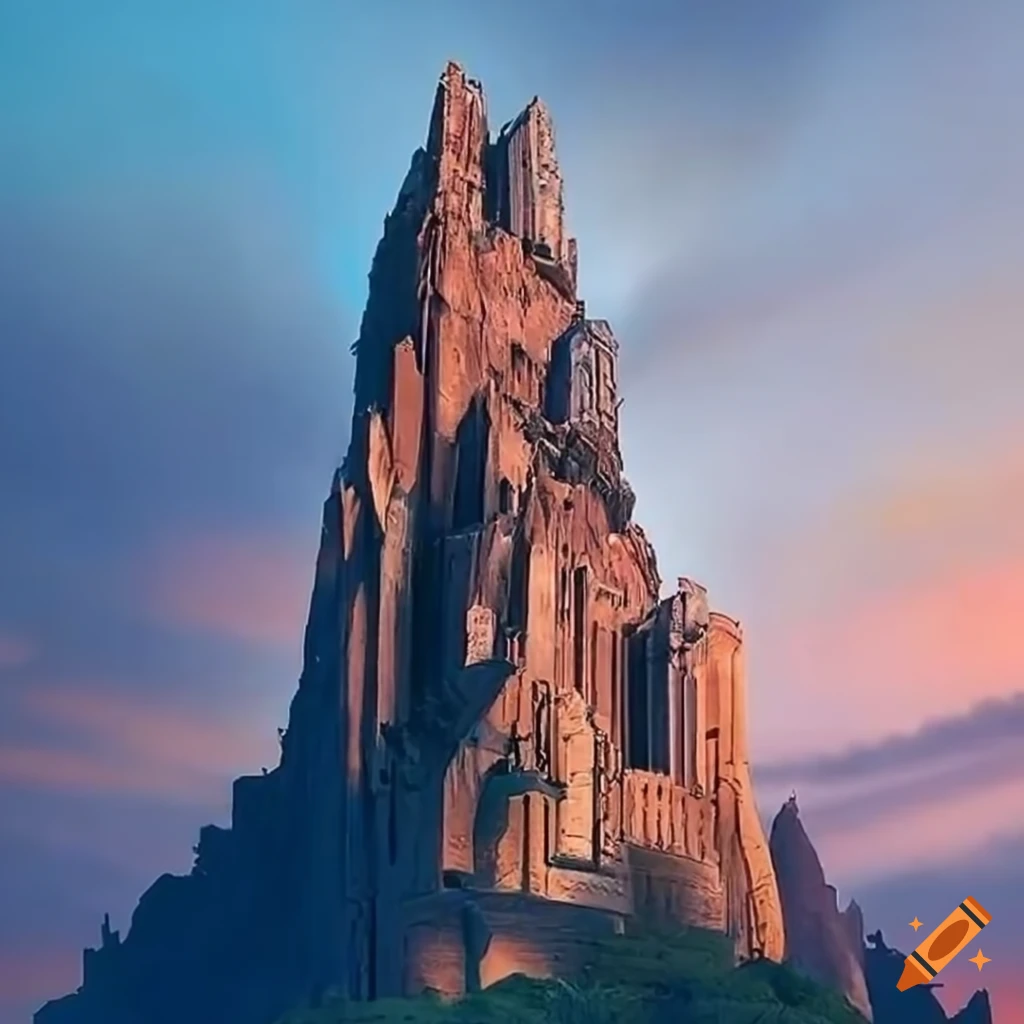 Bustling city carved into a limestone mountain peak on Craiyon