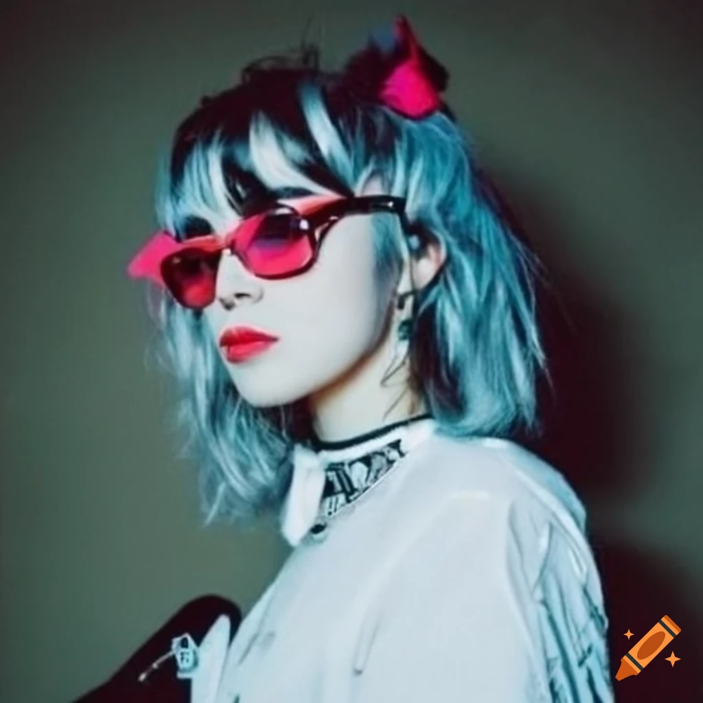 Alternative girl with white bangs and unique style