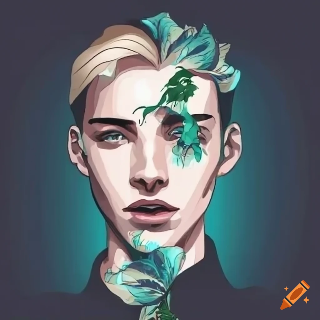 White rose discreetly placed on a handsome man's back on Craiyon