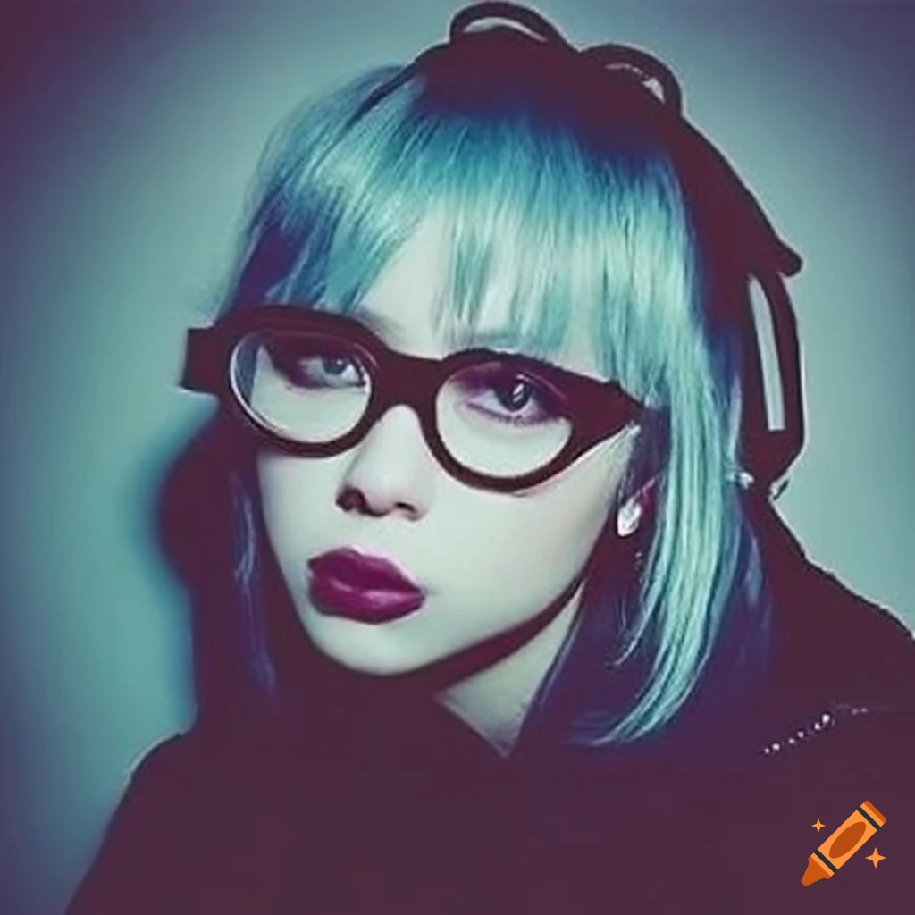 Alternative girl with white bangs in cybergoth fashion