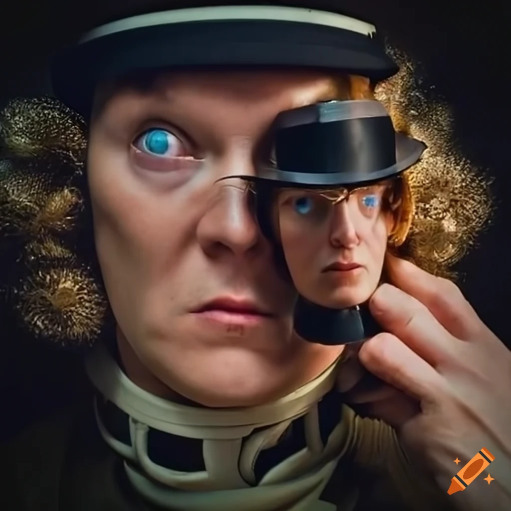 Artistic representation of a clockwork orange on Craiyon