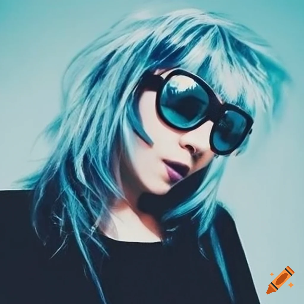 Alternative girl with white bangs in cybergoth fashion