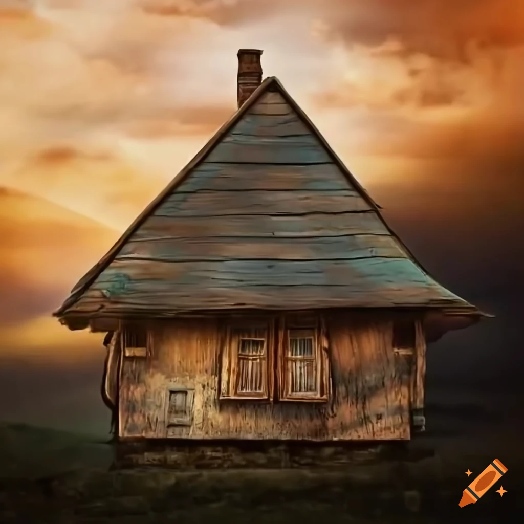 Traditional old house on a cloud