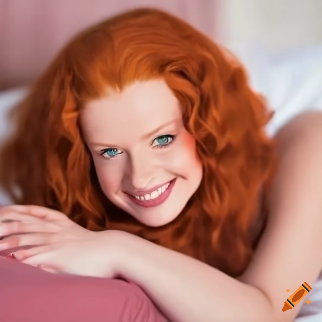 Smiling Redhead Sitting In Bed On Craiyon