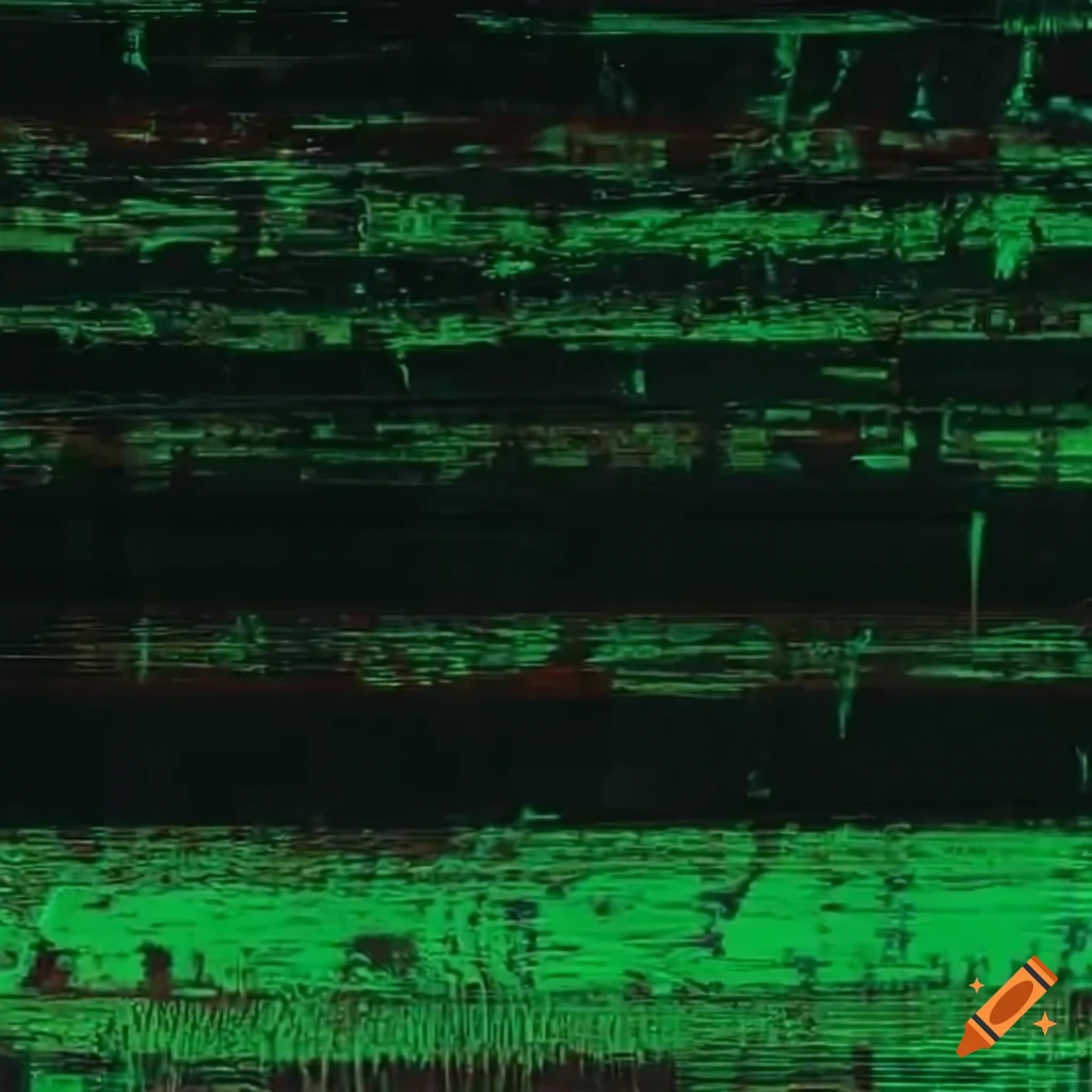 Glitching cracked screen with black fluid leaking, double exposure of