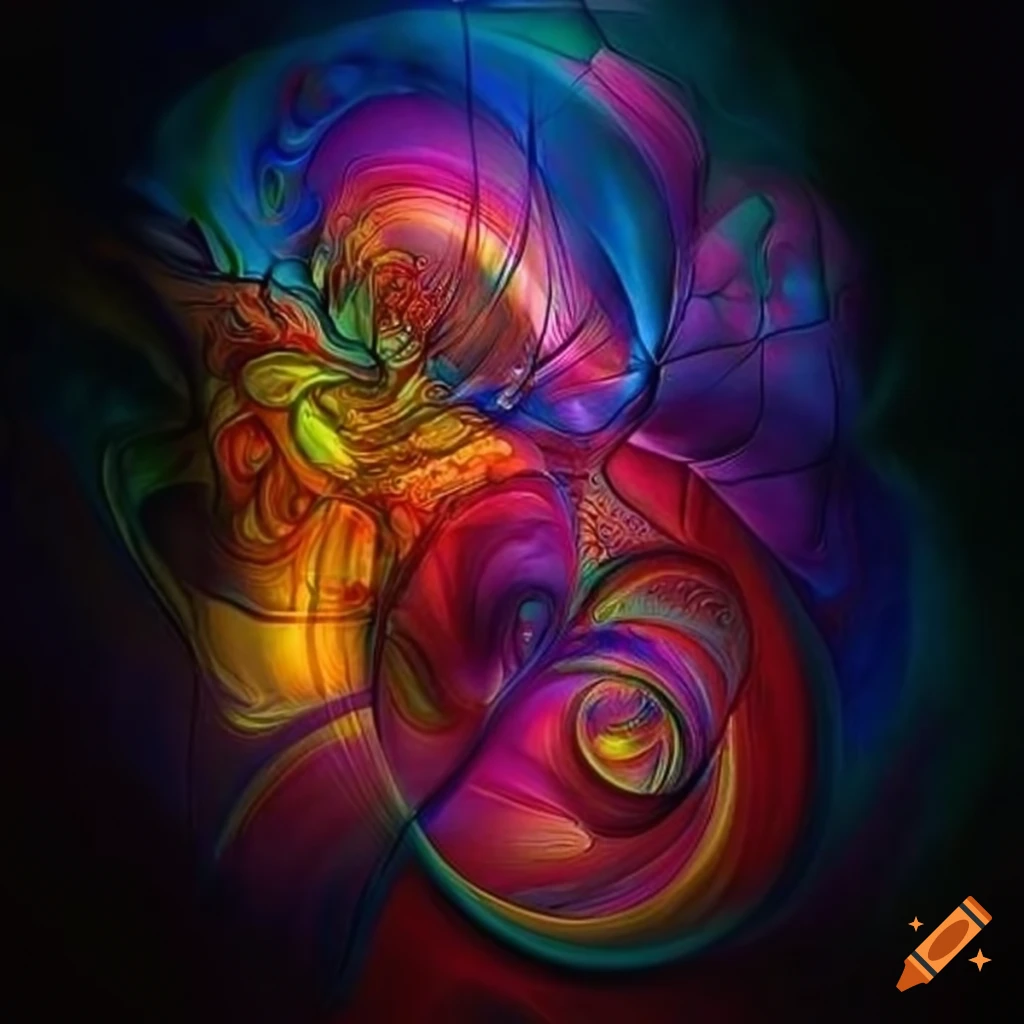 Intricate and vibrant abstract artwork inspired by CT Nelson with multiple chambers