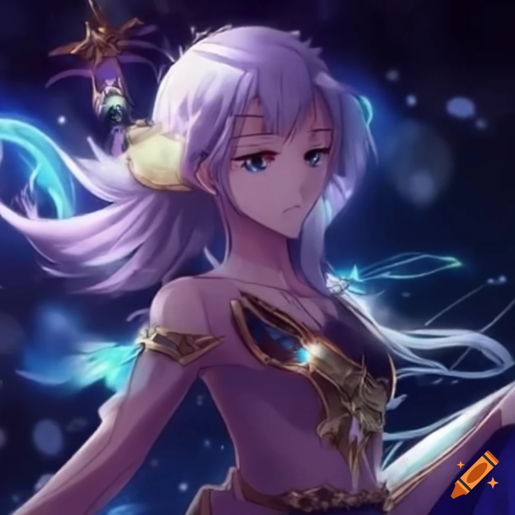 Anime summoner calling upon divine spirit for magic