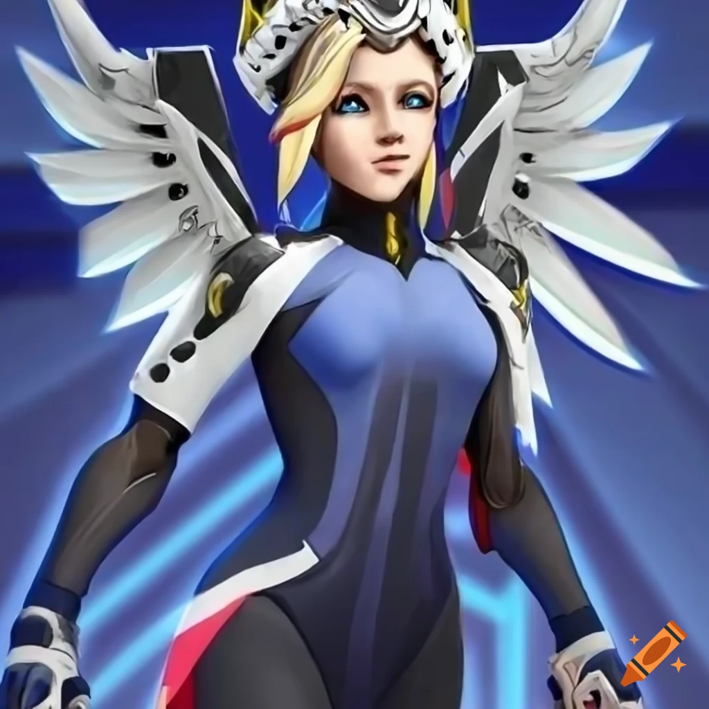 Mercy holding a bottle of water on Craiyon