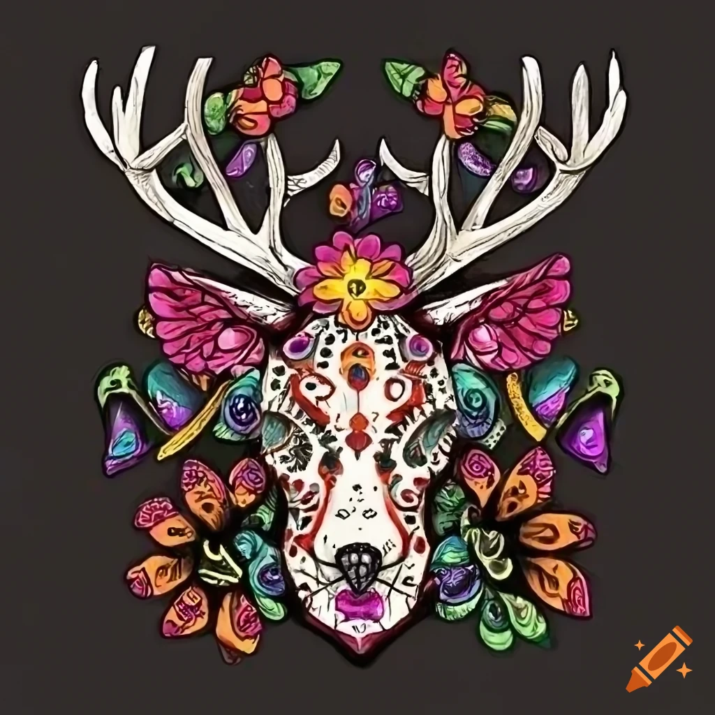 Day of the Dead stag head drawing