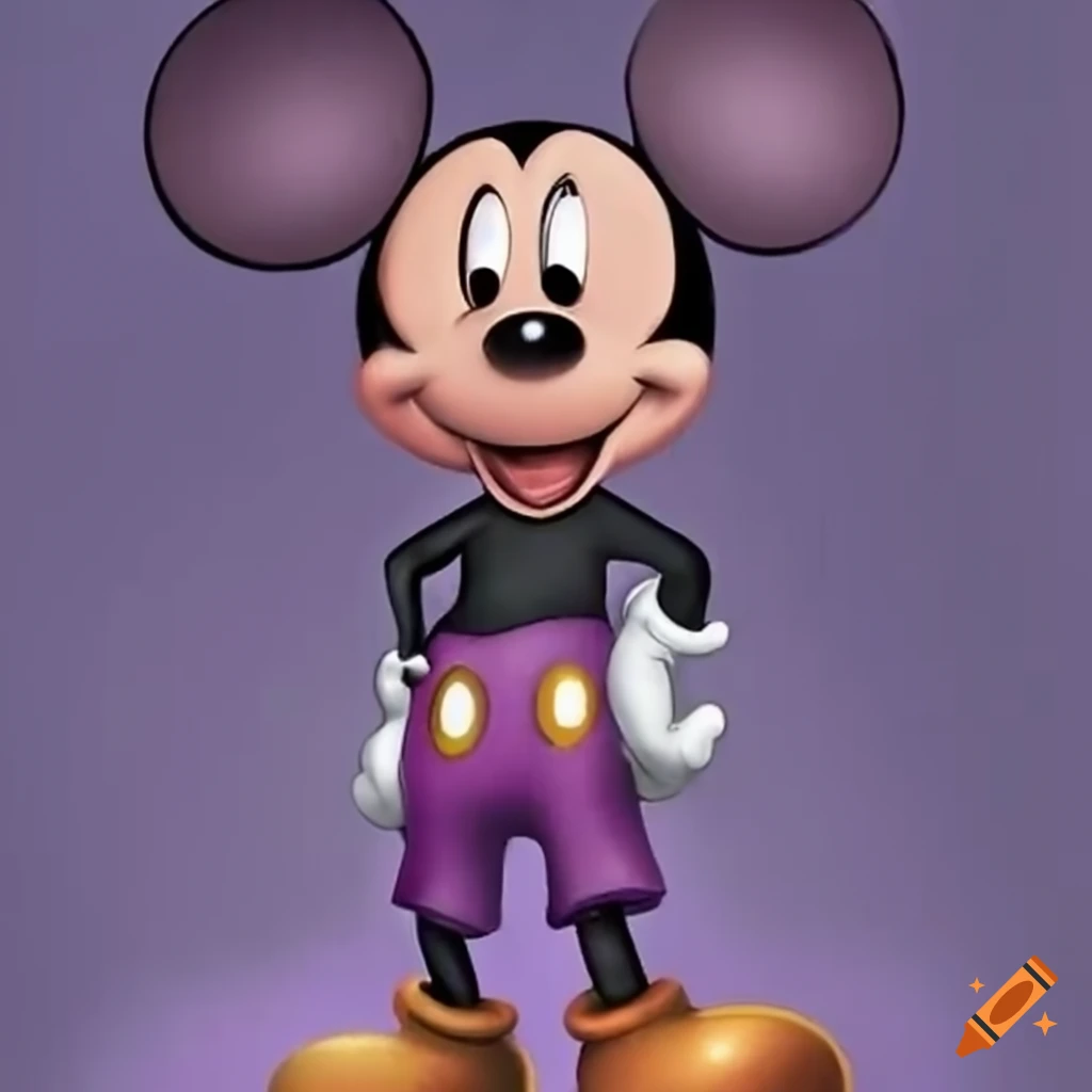 Mickey mouse wearing purple pants on Craiyon
