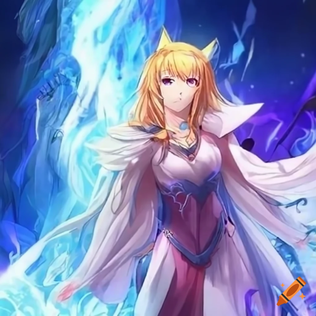 Fantasy anime art of a blue spirit knight on Craiyon