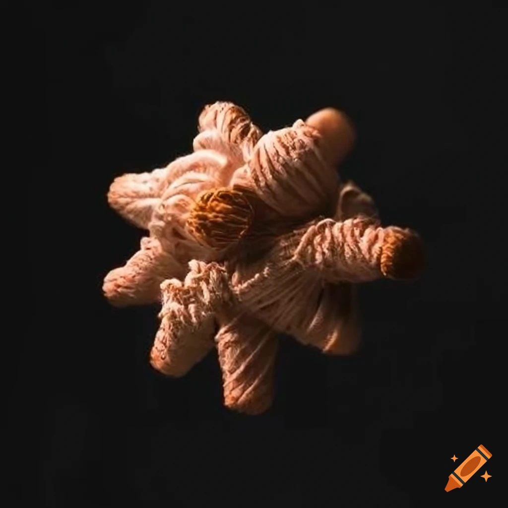 Colorful tangled threads on a star-shaped thread spool