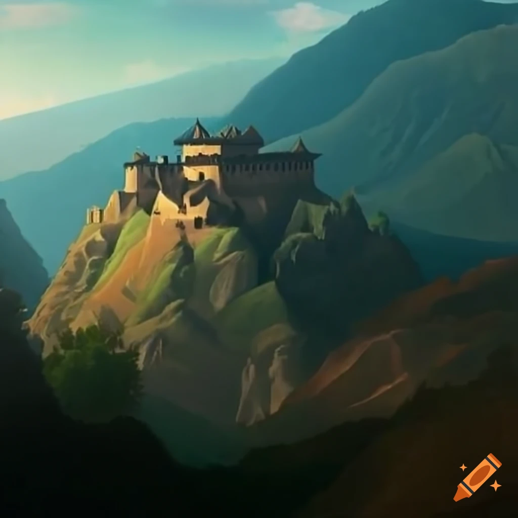 Oriental fortress nestled in the mountains