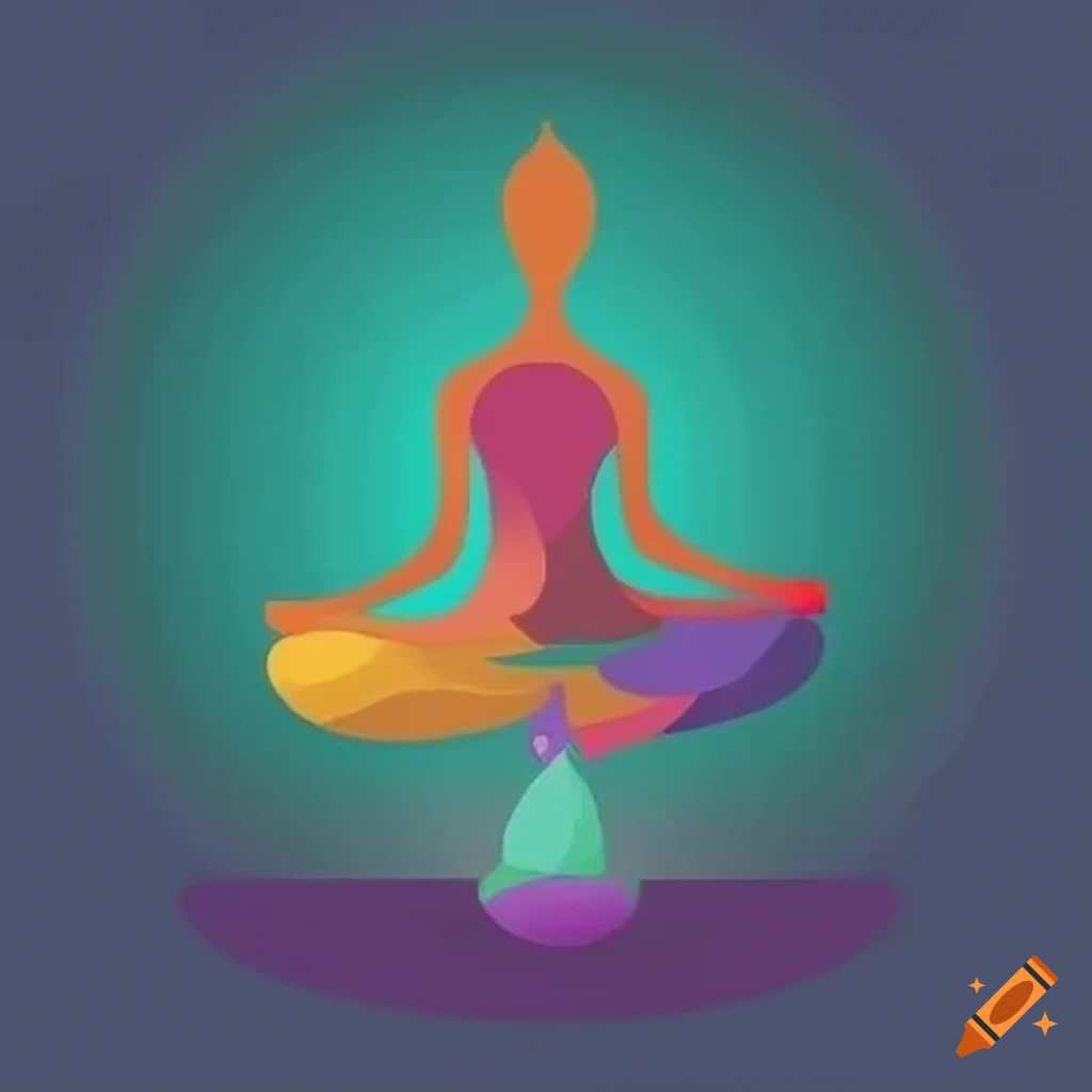 Logo of a woman practicing yoga in meditation pose with vibrant color  scheme on Craiyon