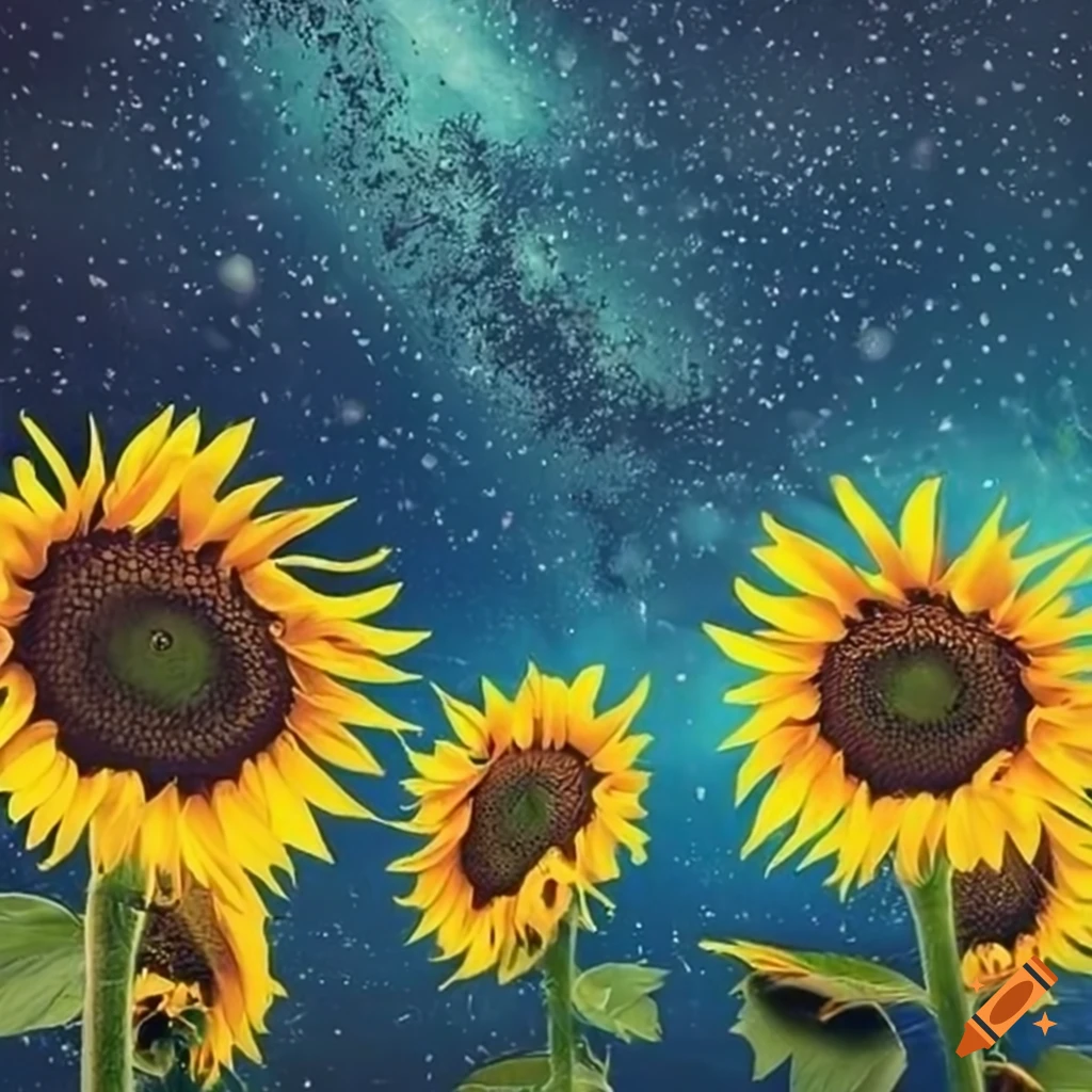 Sunflowers under moonlight on Craiyon