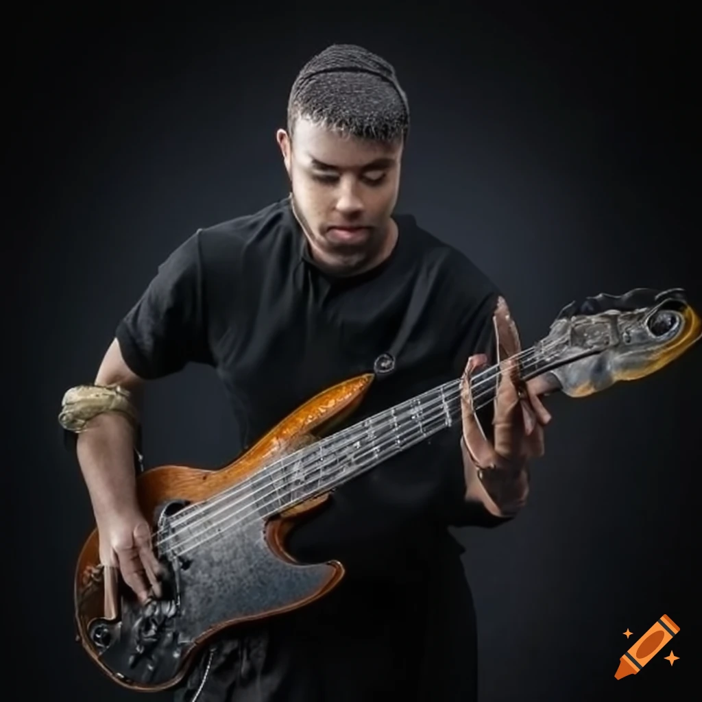 Bass guitar in the shape of a fish on Craiyon