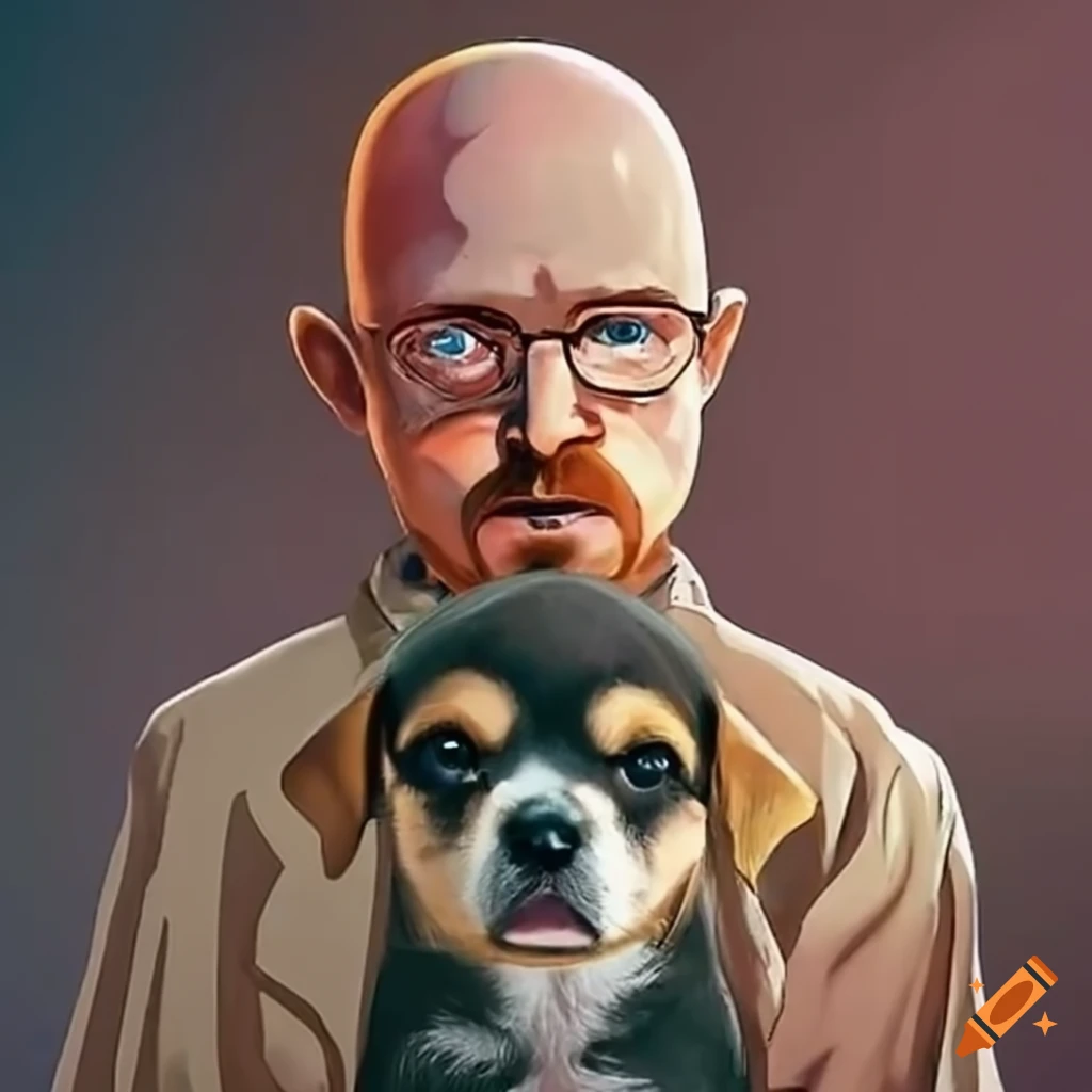 Jesse pinkman and walter white surrounded by puppies on Craiyon