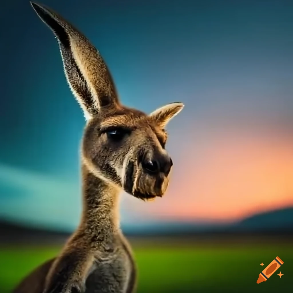 Kangaroo enjoying a can of beer at night