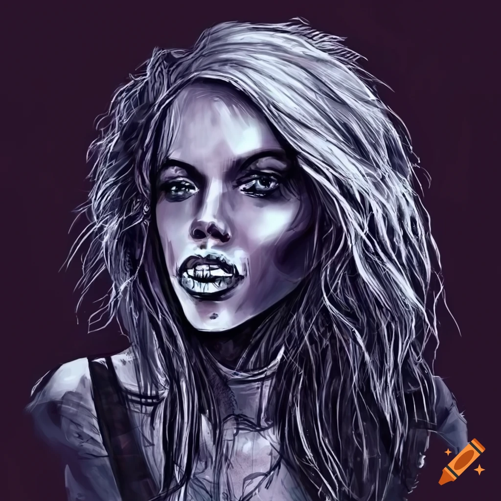 Metal rock woman sketch on Craiyon