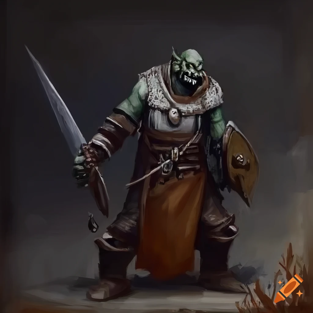 Skinny orc in Lord of the Rings armor by Craig Mullins