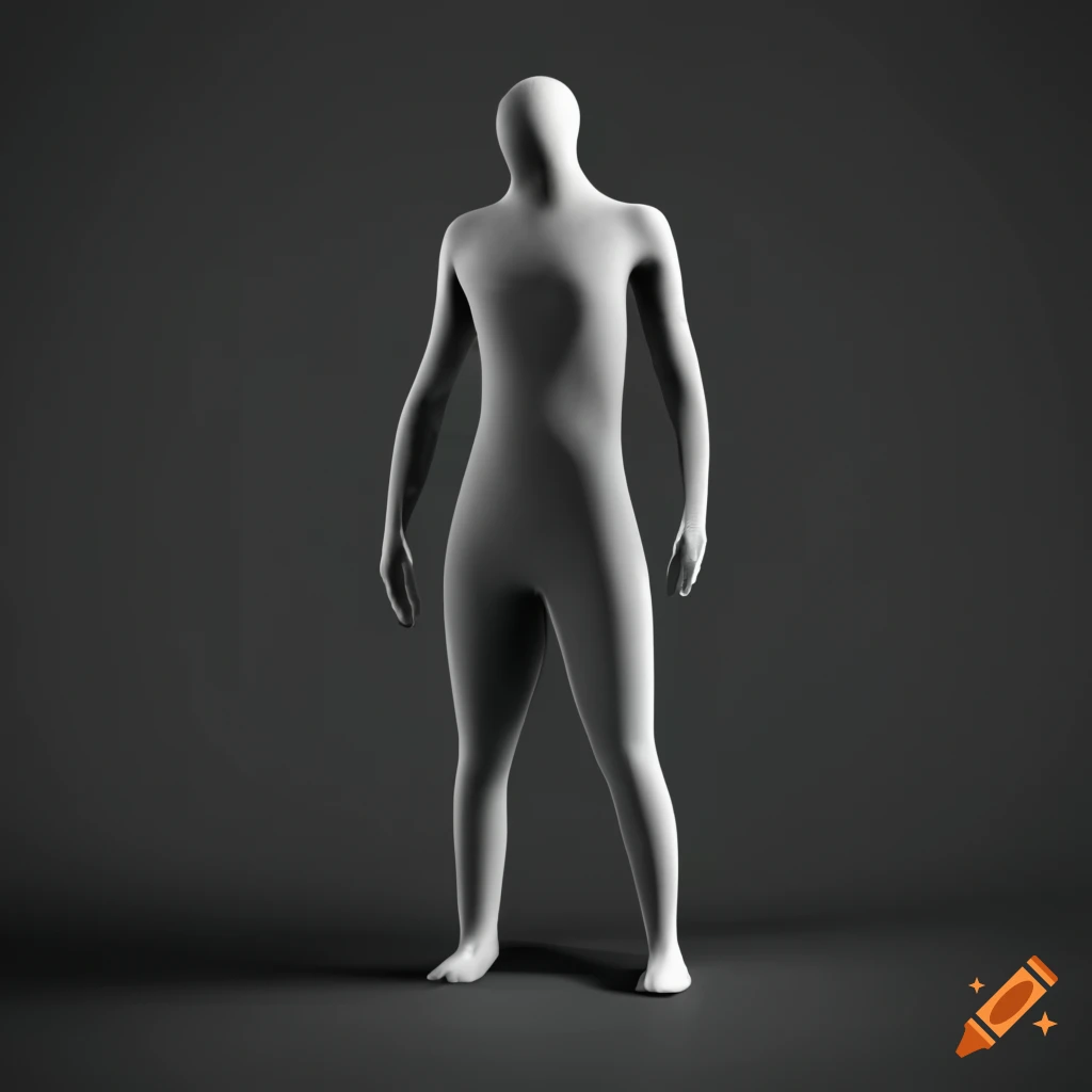 Faceless model in monochrome, full body shot on Craiyon