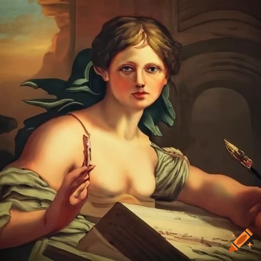Allegory of language and writing drawing