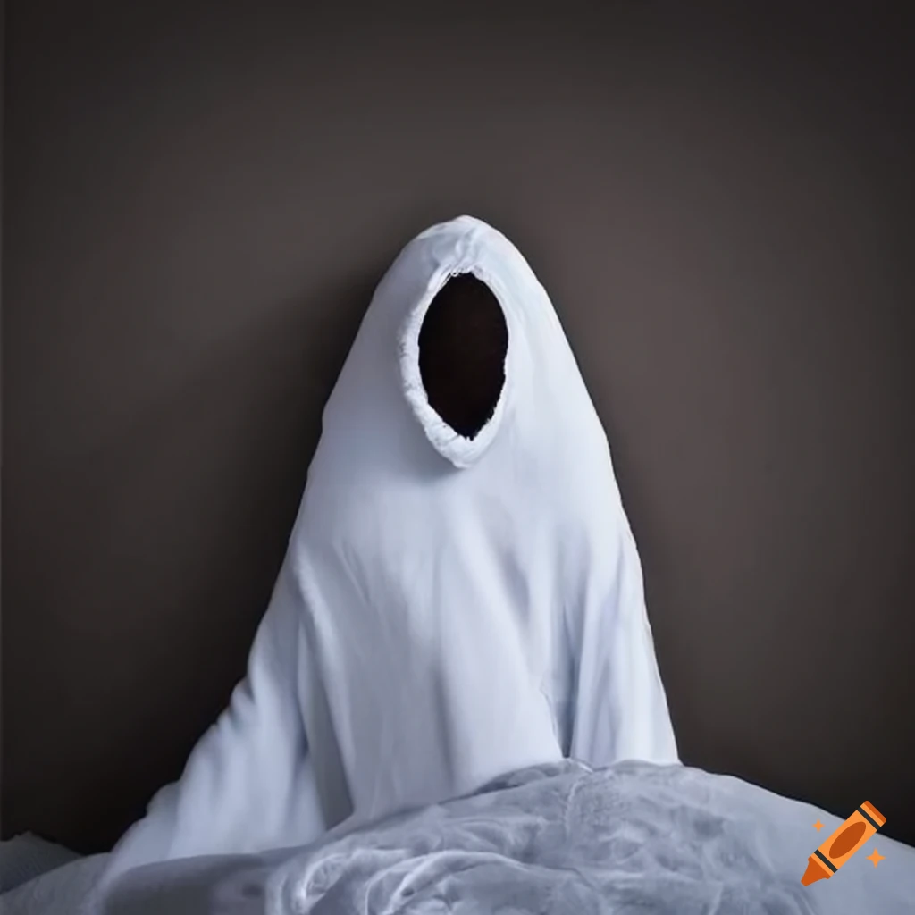 Mongoose in ghost halloween costume with cut eyeholes on Craiyon