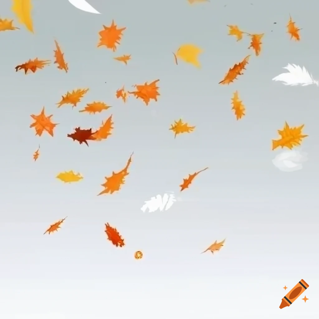 Gray maple leaves falling on a transparent background