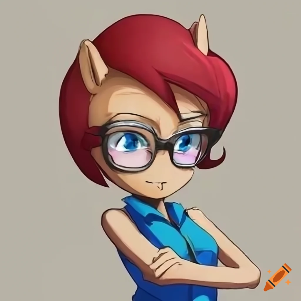 Sally Acorn in a light pink shirt and glasses with crossed arms