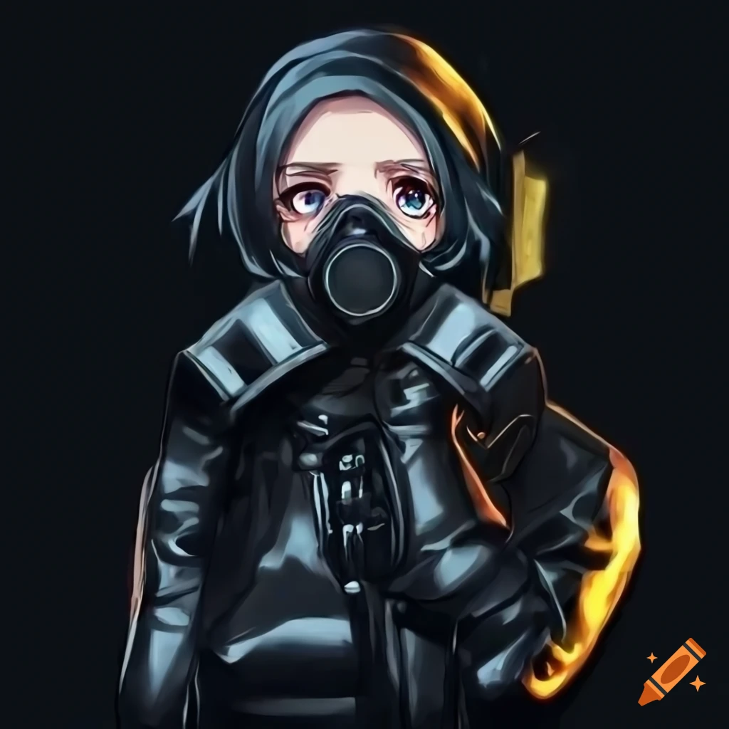 apocalyptic anime girl gas mask cyberpunk
